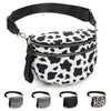 Schwarz-weißes Kuhmuster kariertes Crossbody-Taschen, verschiedene Ansichten
