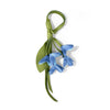 A set of blue floral PU leather keychain and bag charm featuring green fabric ties.
