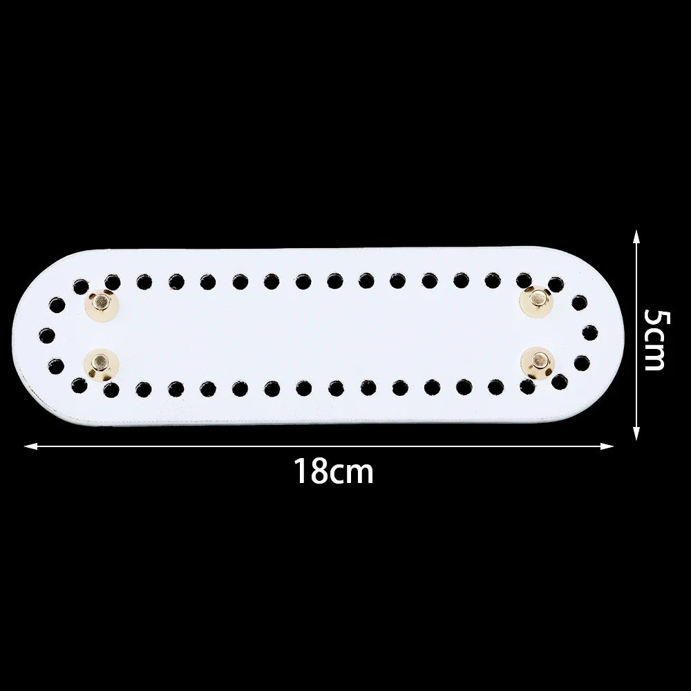 White oval PU leather bag base with pre-punched holes for crochet and knitting projects
