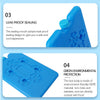 A blue reusable ice pack showing leak proof sealing and green environmental protection features.