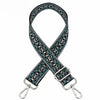 Black and teal patterned nylon adjustable shoulder strap for bags and purses