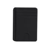 Black slim leather card holder wallet with stitched edges and a slot for cards.