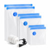Vacuum storage bags for clothes with an electric pump and a white nozzle