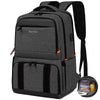 A gray insulated lunch and picnic backpack with black accents and a black strap.