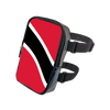A red and white diagonal design on an adjustable black PU waist pouch for festival wear.