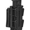 A black universal inside-the-waistband magazine holster for concealed carry.