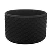 Black silicone boot sleeve for water bottles with a textured, scale-like pattern