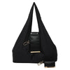 Black reusable nylon mini keychain tote bag with gold hardware