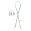 Kit de correa de cuero azul claro con hebillas ajustables y herrajes metálicos.