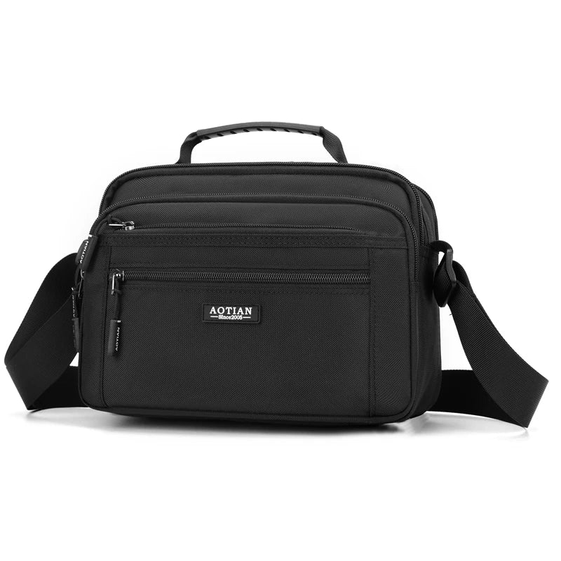Black Aotian compact waterproof crossbody messenger bag with a padded strap.