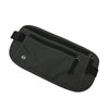 Bolsa para dinero con bloqueo RFID delgado y negro, vista de lado.