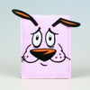 Portefeuille carte en fausse fourrure rose anime, broderie d'un lapin stylisé avec des oreilles noires et oranges