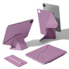 Lila magnetische Smart-Etui-Hülle für ein iPad in verschiedenen Winkeln und Konfigurationen.