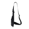 Black versatile crossbody sling bag with a long strap shown against a white background