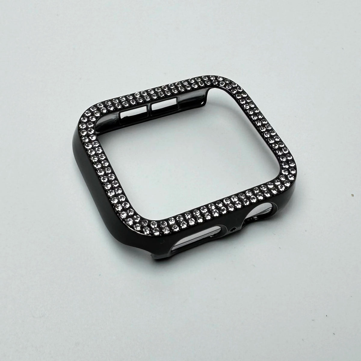 Black glitter diamond rhinestone bumper case for an Apple Watch