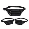 Sac à taille en cuir véritable noir pour homme avec sangle réglable et fermeture éclair