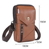 A brown vintage cowhide leather crossbody bag with a zippered compartment and adjustable strap.