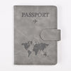 Graues Leder-Reisepass-Wallet mit Weltkarten-Design