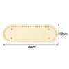 A light beige oval PU leather bag base with pre-punched holes for crochet and knitting projects.