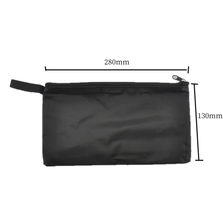 Black durable Oxford canvas tool organizer bag with dimensions 280mm by 130mm