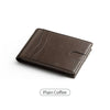 A dark brown carbon fiber minimalist trifold wallet shown in a neutral tone.