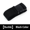 Black luggage identification strap with a buckle closure