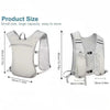 A white adjustable hydration running vest shown from the front and side, highlighting its storage capacity.