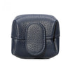 A dark navy blue compact coin purse with a textured leather finish and snap closure.