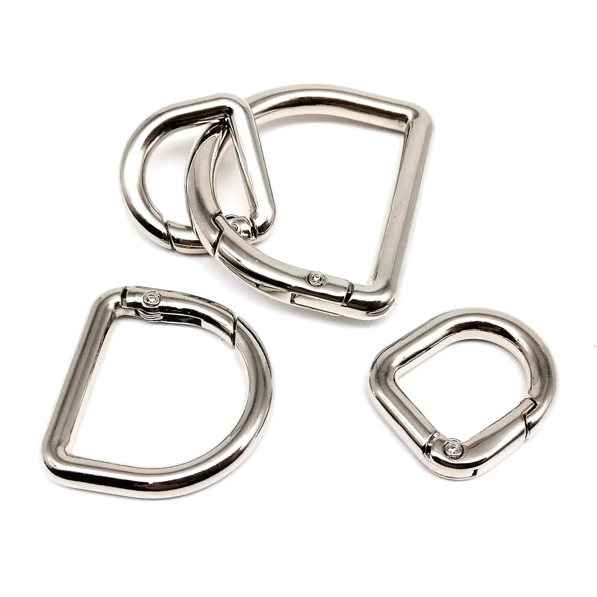 Silver D-shape metal spring ring clasp for bags and keychains