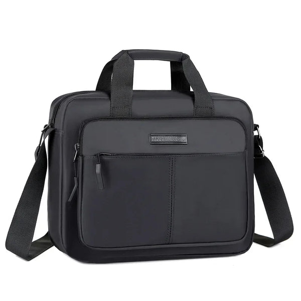Mochila horizontal para hombros negra para hombres con compartimento acolchado y correas ajustables