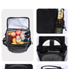 Black insulated backpack with multiple compartments for rational storage of items