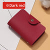 A dark red premium PU leather wallet shown lying on a light background.