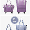 Pochettes de voyage multi-usages pliables violet et bleu, de différentes tailles avec roues