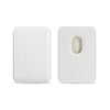 A white leather wallet case with a cutout for a card or ID.