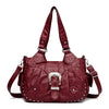 Maroones Vintage weiche Kunstleder-Schultertasche mit silbernem Hardware.