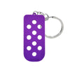 Porte-clés de chaussure en silicone violet avec anneau à cliquet argenté.