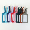 A set of twelve custom PU leather luggage tags in various colors and shades with a cross-pattern detail.