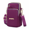 A deep purple waterproof nylon crossbody bag with gold zippers and hardware.