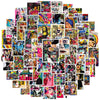 A vibrant collage of art illustrations, featuring various styles and subjects, suitable for laptop and gear decals.