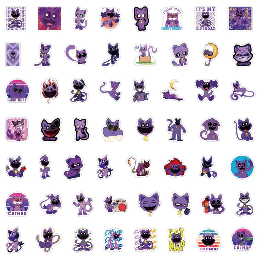 A sticker pack featuring various smiling critter characters like Catnap, in different poses and expressions.
