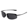 Rimless polarized sports sunglasses with dark lenses and black frames