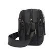 Black durable nylon shoulder bag with multiple zippered compartments