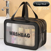 Large black double-layer wash bag with a clear window for cosmetics and toiletries
