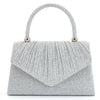 Silver textured lightweight crossbody evening bag with a handle