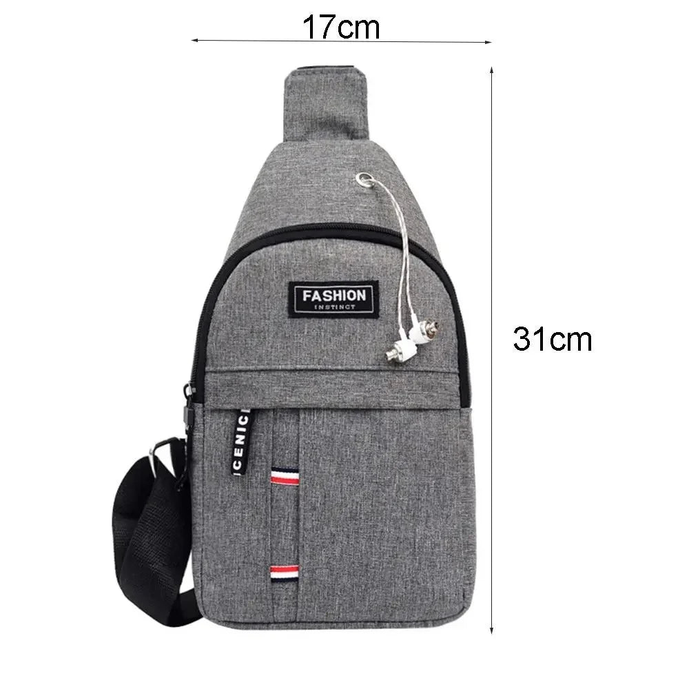 Gray men's waterproof crossbody fanny pack with a flap and adjustable strap