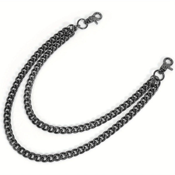 A silver-toned adjustable lobster clasp wallet chain for keys and accessories.