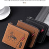A set of multiple color options for a retro wax oil leather men's card clip wallet displayed on a dark surface.