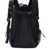 Black insulated picnic cooler backpack shown from the back view