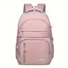 A pink versatile travel backpack with gray accents shown from the back.