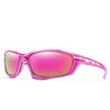 Gafas deportivas polarizadas rosas con montura rosa y lentes tintados